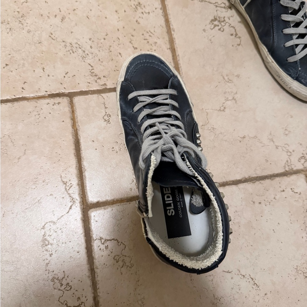 Golden Goose Slide Sneaker Black Leather Studs - Picture 4 of 6